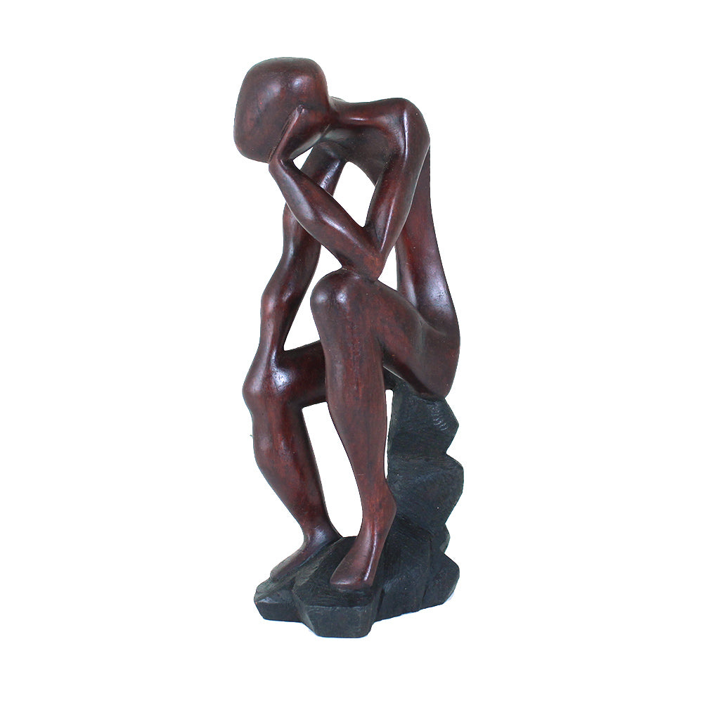 Thinker Statue On Stool - Black 10-12"