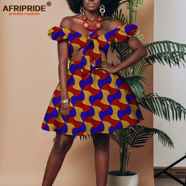 African Clothing for Women Short Top + Mini Skirt 2 Piece Set