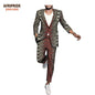 Men`s Business Suit African Print One Button Jacket & Pants Slim Fit Formal Suits Coats Blazer Dashiki