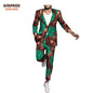 Men`s Business Suit African Print One Button Jacket & Pants Slim Fit Formal Suits Coats Blazer Dashiki