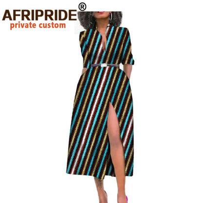 Side open sexy mid-calf length dress no belt
