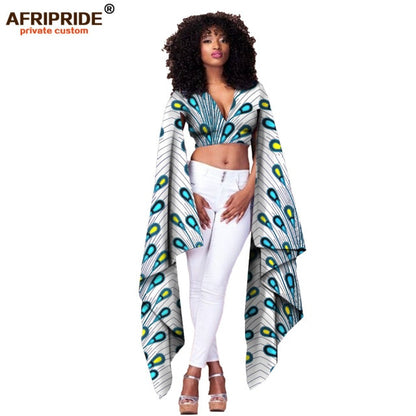 African Print Top V Neck With Flare Sleeve