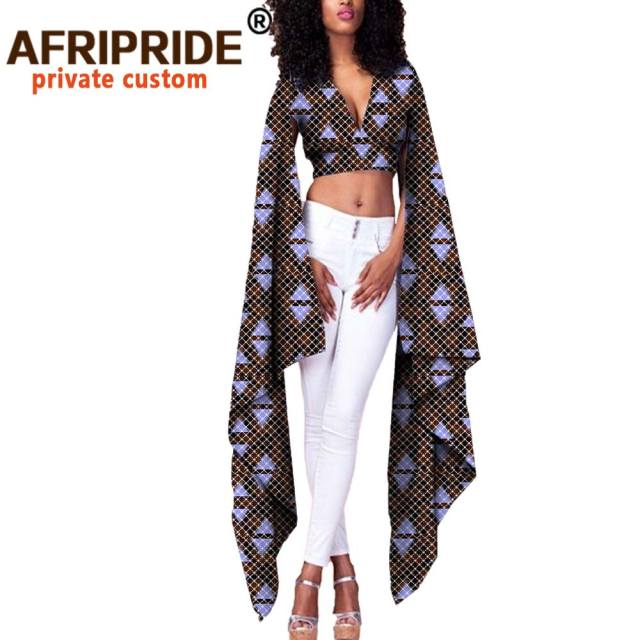 African Print Top V Neck With Flare Sleeve