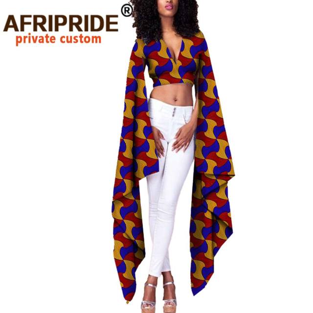 African Print Top V Neck With Flare Sleeve