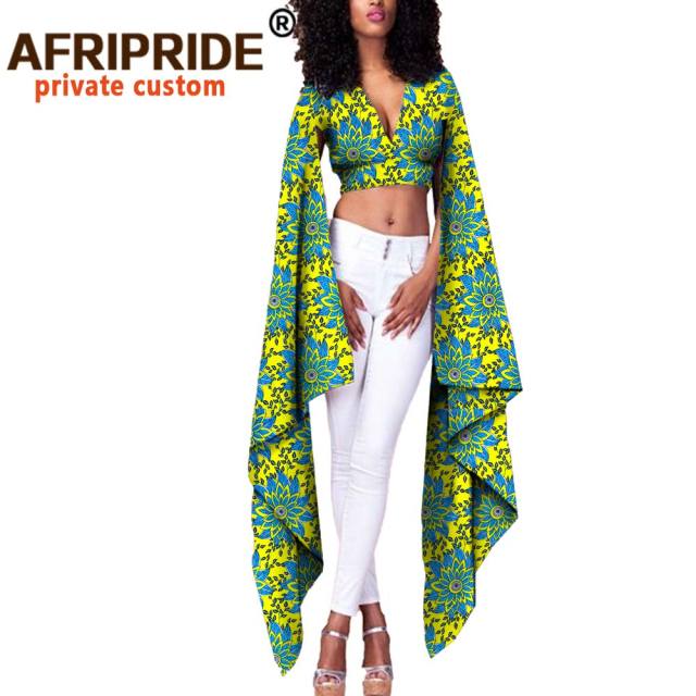 African Print Top V Neck With Flare Sleeve