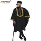 African Clothing for Men Dashiki Outfits Agabada Robe Ankara Pants Tribal Hat Wedding Evening 3 Piece Suit