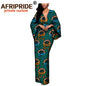 African Dresses for Women Maxi Dress AFRIPRIDE flare sleeve V-neck font and back ankle-length African cotton dress