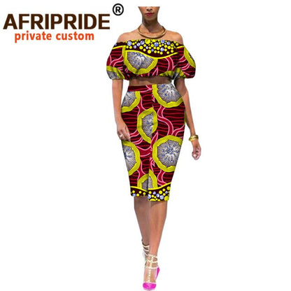 Short Puff Sleeve Top Knee-length Pencil Skirt 2 Pieces