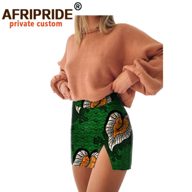 2020 Summer Women Mini Skirts African Ankara Print Skirt Plus Size High Waist Wax Batik Pure Cotton Short Skirt Casual