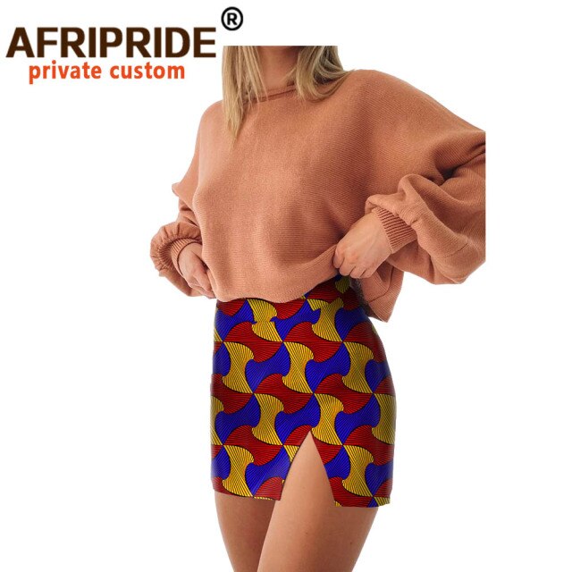 2020 Summer Women Mini Skirts African Ankara Print Skirt Plus Size High Waist Wax Batik Pure Cotton Short Skirt Casual