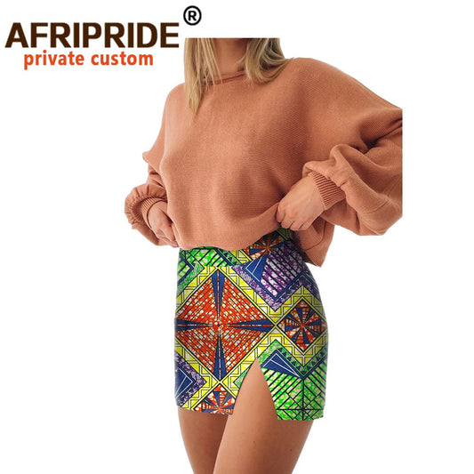 2020 Summer Women Mini Skirts African Ankara Print Skirt Plus Size High Waist Wax Batik Pure Cotton Short Skirt Casual