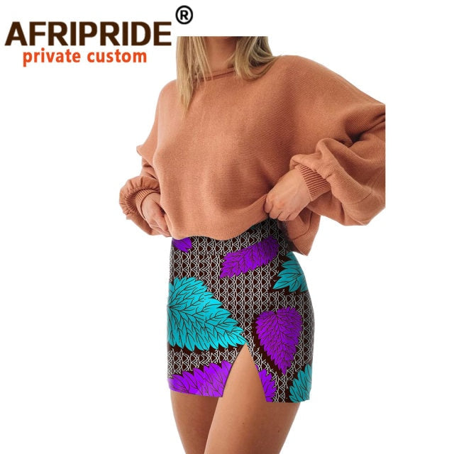 2020 Summer Women Mini Skirts African Ankara Print Skirt Plus Size High Waist Wax Batik Pure Cotton Short Skirt Casual