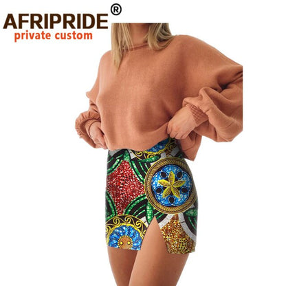 2020 Summer Women Mini Skirts African Ankara Print Skirt Plus Size High Waist Wax Batik Pure Cotton Short Skirt Casual