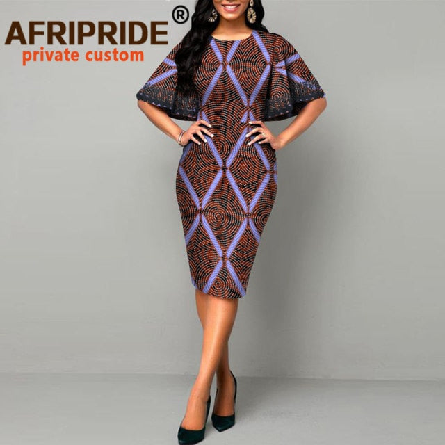 African Dresses for Women Bodycon Dress Casual Lace Sleeve Summer Dress Dashiki Outfits Print Ankara Clothes