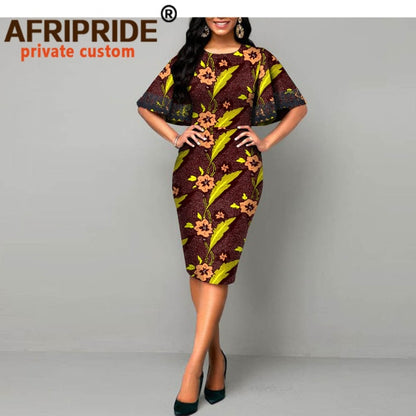 African Dresses for Women Bodycon Dress Casual Lace Sleeve Summer Dress Dashiki Outfits Print Ankara Clothes