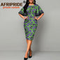 African Dresses for Women Bodycon Dress Casual Lace Sleeve Summer Dress Dashiki Outfits Print Ankara Clothes