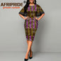 African Dresses for Women Bodycon Dress Casual Lace Sleeve Summer Dress Dashiki Outfits Print Ankara Clothes