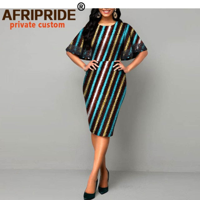 African Dresses for Women Bodycon Dress Casual Lace Sleeve Summer Dress Dashiki Outfits Print Ankara Clothes