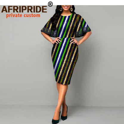 African Dresses for Women Bodycon Dress Casual Lace Sleeve Summer Dress Dashiki Outfits Print Ankara Clothes