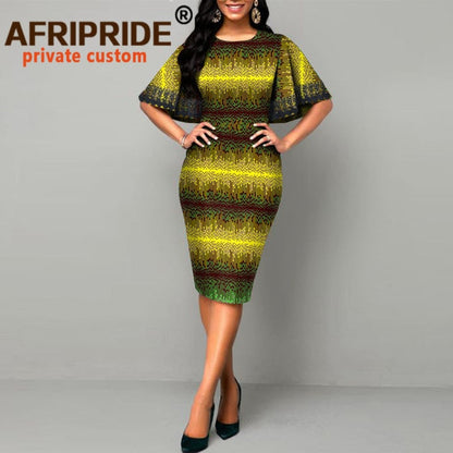 African Dresses for Women Bodycon Dress Casual Lace Sleeve Summer Dress Dashiki Outfits Print Ankara Clothes