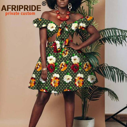 African Clothing for Women Short Top + Mini Skirt 2 Piece Set