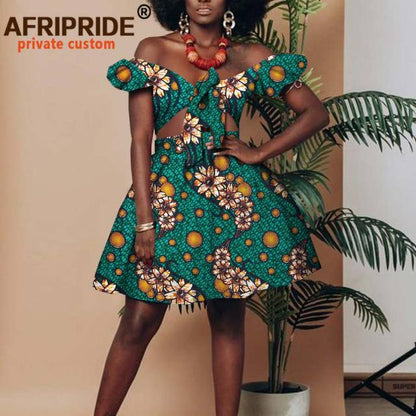 African Clothing for Women Short Top + Mini Skirt 2 Piece Set
