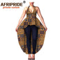 Women Blouse African Ankara Print Shirts Crop Top Skirt Sleeveless V-Neck