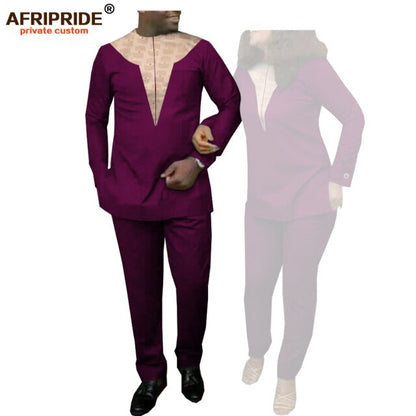 Couple`s Clothing African Clothing Men and Women 2 Piece Set Tracksuit Tribal Outfits Matching Sets