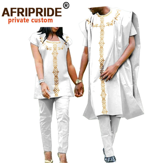 African Clothes for Women and Men Couple Clothing Dashiki Coats Shirt and Pant 3 Piece for Men 2 Piece for Women Wedding