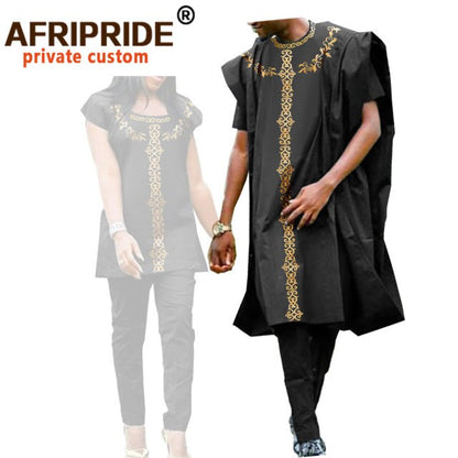 African Clothes for Women and Men Couple Clothing Dashiki Coats Shirt and Pant 3 Piece for Men 2 Piece for Women Wedding