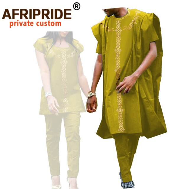 African Clothes for Women and Men Couple Clothing Dashiki Coats Shirt and Pant 3 Piece for Men 2 Piece for Women Wedding