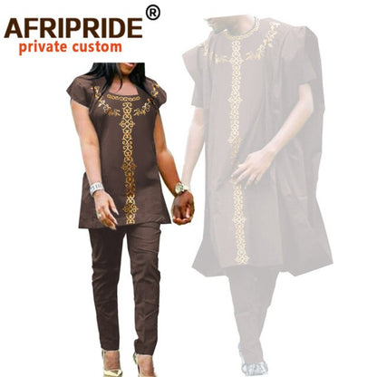 African Clothes for Women and Men Couple Clothing Dashiki Coats Shirt and Pant 3 Piece for Men 2 Piece for Women Wedding