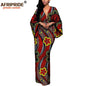 African Dresses for Women Maxi Dress AFRIPRIDE flare sleeve V-neck font and back ankle-length African cotton dress