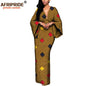African Dresses for Women Maxi Dress AFRIPRIDE flare sleeve V-neck font and back ankle-length African cotton dress