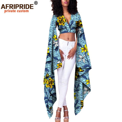 African Print Top V Neck With Flare Sleeve