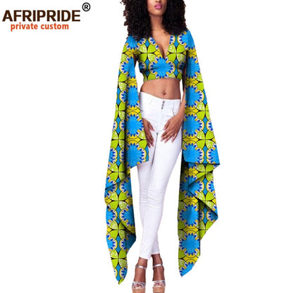 African Print Top V Neck With Flare Sleeve