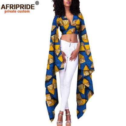 African Print Top V Neck With Flare Sleeve