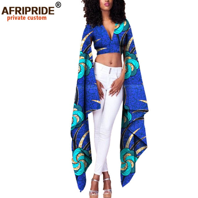 African Print Top V Neck With Flare Sleeve