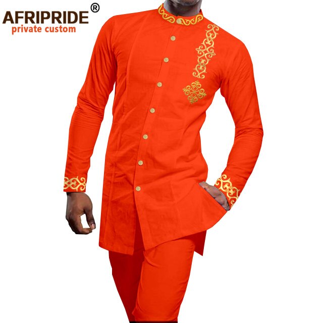 African Clothes for Men Embroidery Blazer and Pants 2 Piece Set Dashiki Vintage Outfits for Party Wedding Evening Wear