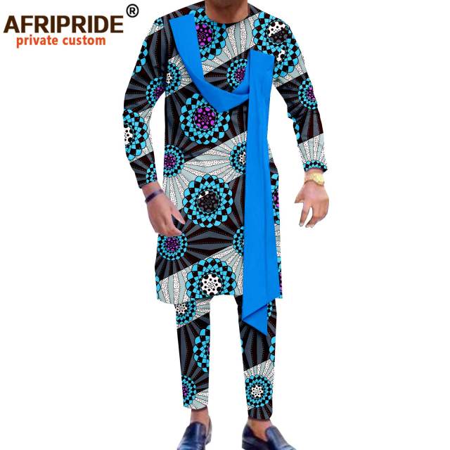 African Men`s Clothing Print Shirts and Pants 2 Piece Set African Attire Wedding