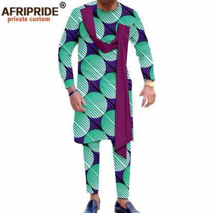 African Men`s Clothing Print Shirts and Pants 2 Piece Set African Attire Wedding