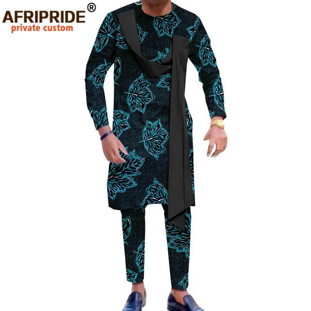 African Men`s Clothing Print Shirts and Pants 2 Piece Set African Attire Wedding