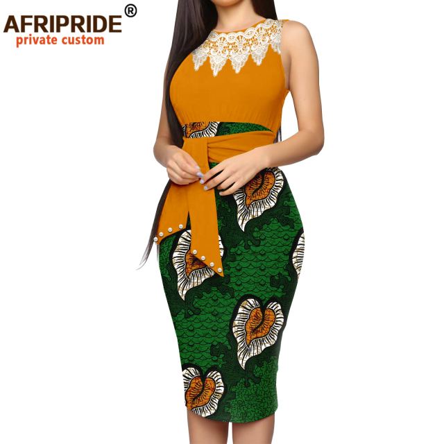 African Dresses for Women Print Embroidery Sleeveless High Waist Elegant Bodycon Dress for Evening Party Ankara Outfits