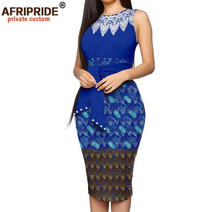 African Dresses for Women Print Embroidery Sleeveless High Waist Elegant Bodycon Dress for Evening Party Ankara Outfits