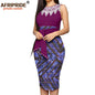 African Dresses for Women Print Embroidery Sleeveless High Waist Elegant Bodycon Dress for Evening Party Ankara Outfits
