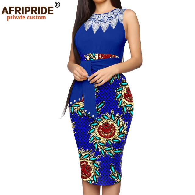 African Dresses for Women Print Embroidery Sleeveless High Waist Elegant Bodycon Dress for Evening Party Ankara Outfits