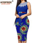 African Dresses for Women Print Embroidery Sleeveless High Waist Elegant Bodycon Dress for Evening Party Ankara Outfits