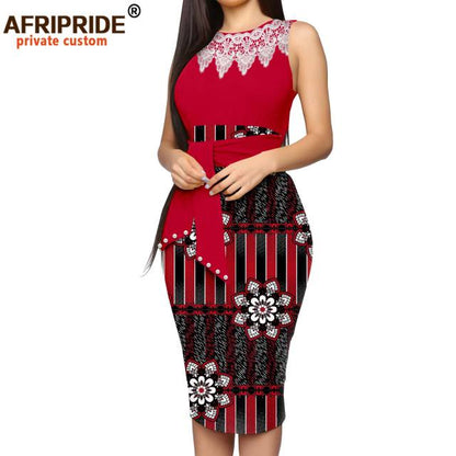 African Dresses for Women Print Embroidery Sleeveless High Waist Elegant Bodycon Dress for Evening Party Ankara Outfits