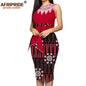 African Dresses for Women Print Embroidery Sleeveless High Waist Elegant Bodycon Dress for Evening Party Ankara Outfits