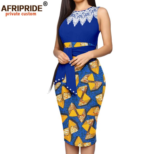 African Dresses for Women Print Embroidery Sleeveless High Waist Elegant Bodycon Dress for Evening Party Ankara Outfits